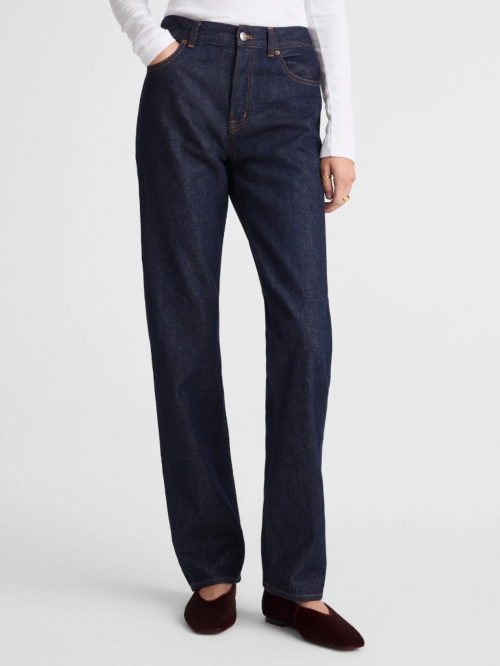 Madewell The Petite Longline Straight Rinse Wash Rigid Jeans Size 26 Petite